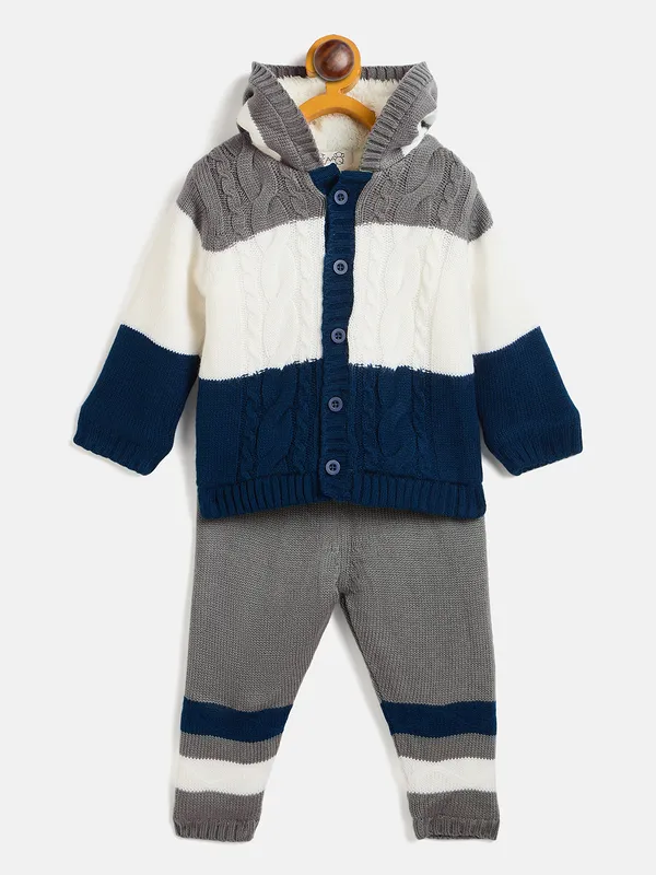 JWAAQ_Cotton_Knit_Full_Sleeve_Baby_kids_unisex_Winter_2_pcs_set_With_Fur_Lined-Navy
