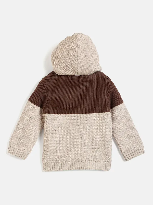 JWAAQ_Cotton_Knit_Full_Sleeve_Color_Blocked_Baby_kids_unisex_Winter_2_pcs_set_With_Fur_Lined-Coffee
