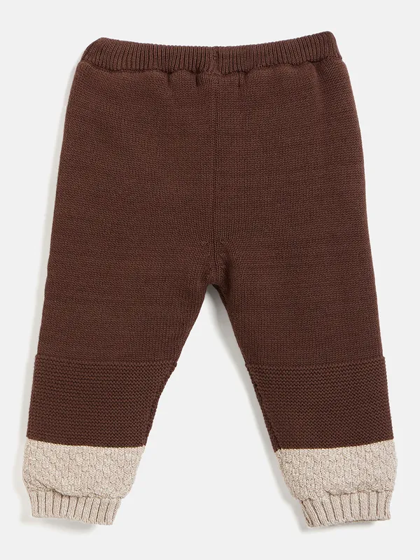 JWAAQ_Cotton_Knit_Full_Sleeve_Color_Blocked_Baby_kids_unisex_Winter_2_pcs_set_With_Fur_Lined-Coffee