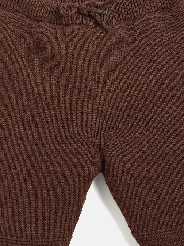 JWAAQ_Cotton_Knit_Full_Sleeve_Color_Blocked_Baby_kids_unisex_Winter_2_pcs_set_With_Fur_Lined-Coffee