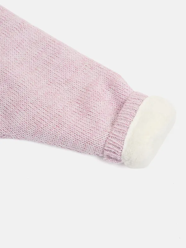 JWAAQ_Cotton_Knit_Full_Sleeve_Baby_kids_unisex_Winter_2_pcs_set_With_Fur_Lined-Lavender