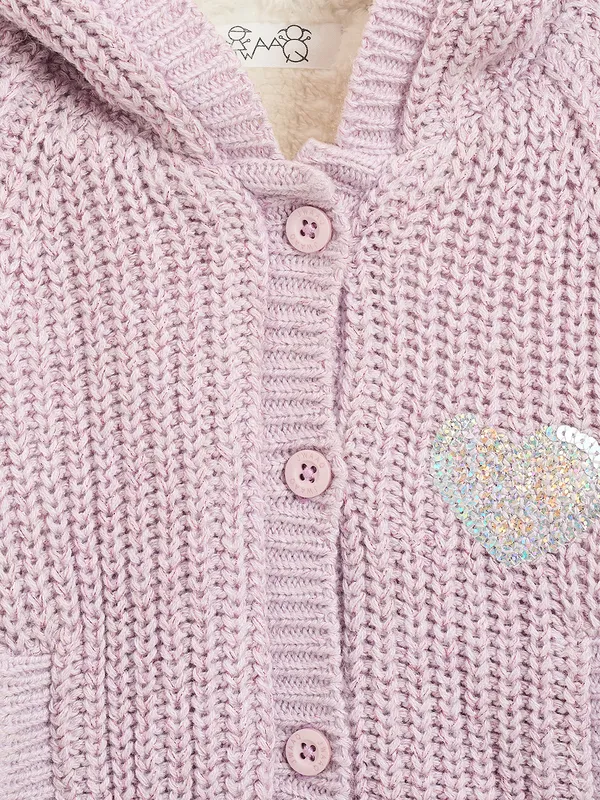 JWAAQ_Cotton_Knit_Full_Sleeve_Baby_kids_unisex_Winter_2_pcs_set_With_Fur_Lined-Lavender