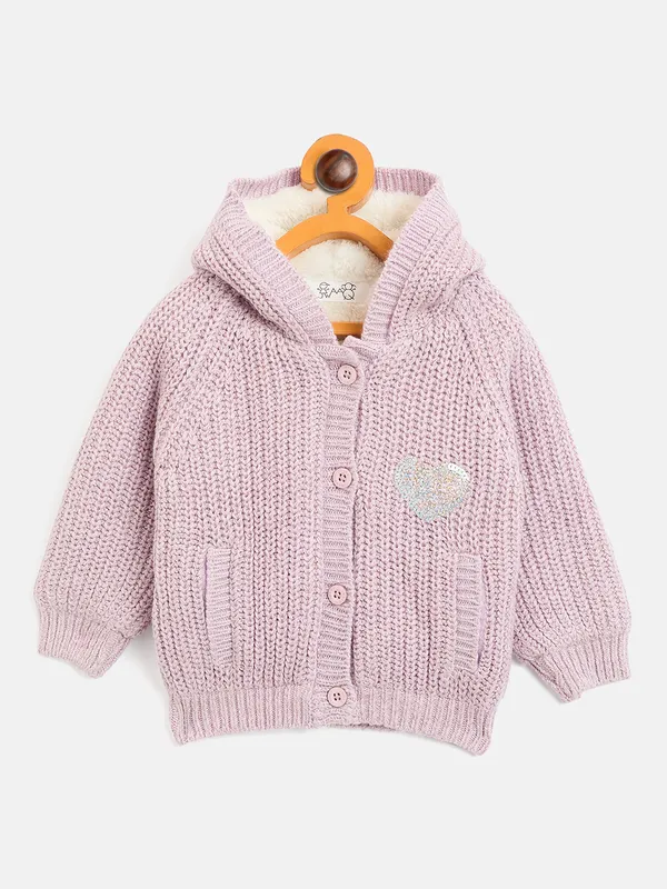 JWAAQ_Cotton_Knit_Full_Sleeve_Baby_kids_unisex_Winter_2_pcs_set_With_Fur_Lined-Lavender