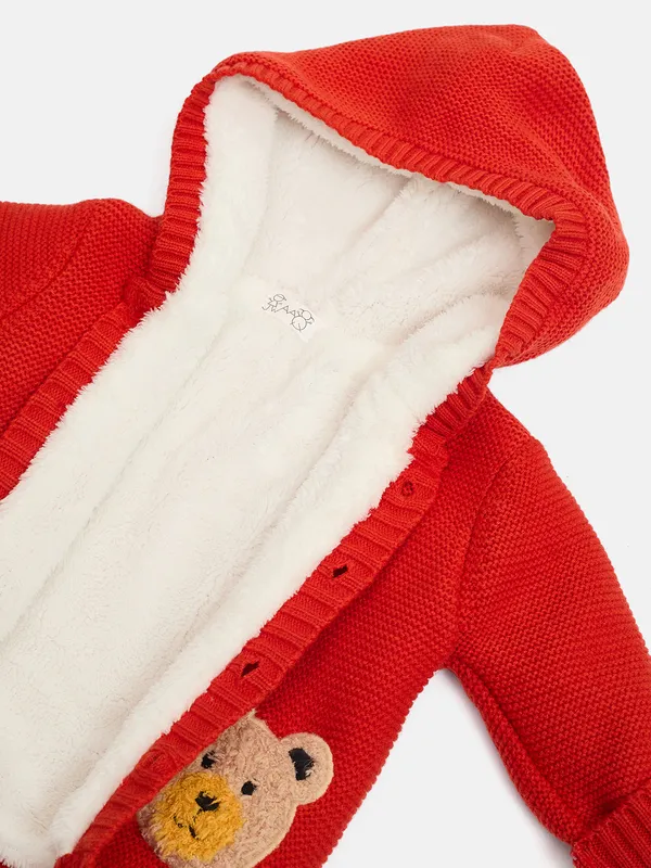 JWAAQ_Cotton_Knit_Full_Sleeve_Baby_kids_unisex_Winter_2_pcs_set_With_Fur_Lined-Orange