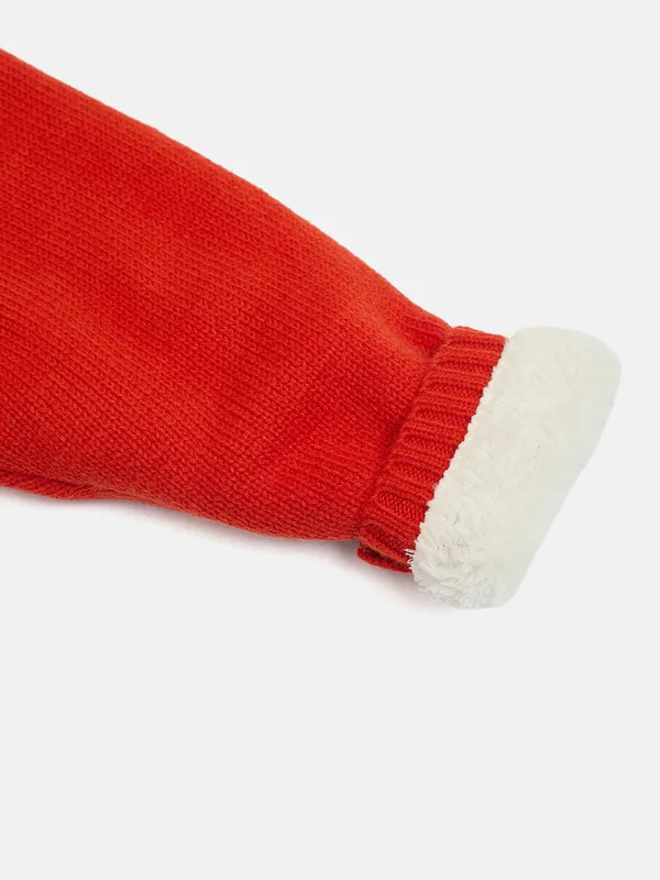 JWAAQ_Cotton_Knit_Full_Sleeve_Baby_kids_unisex_Winter_2_pcs_set_With_Fur_Lined-Orange