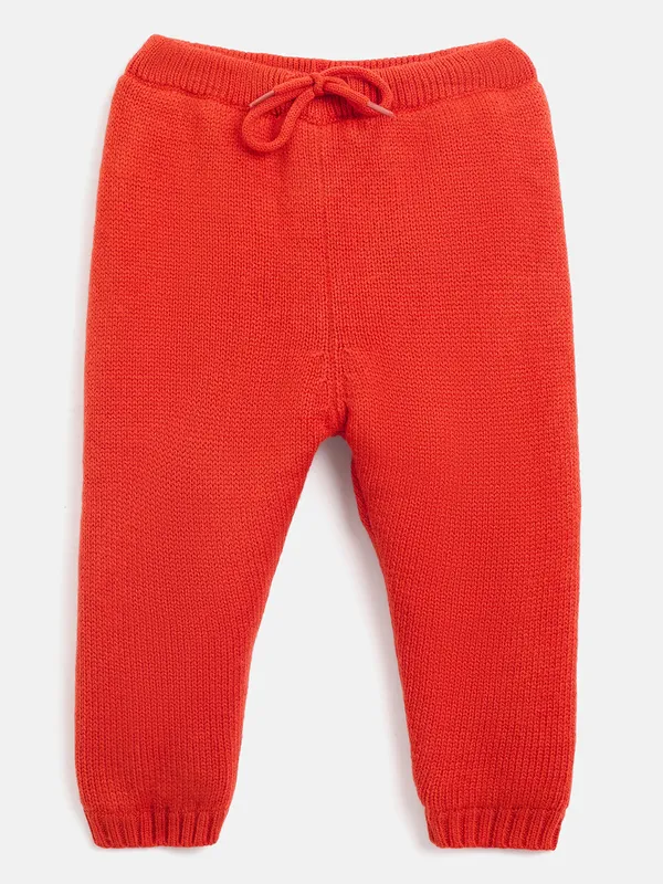 JWAAQ_Cotton_Knit_Full_Sleeve_Baby_kids_unisex_Winter_2_pcs_set_With_Fur_Lined-Orange