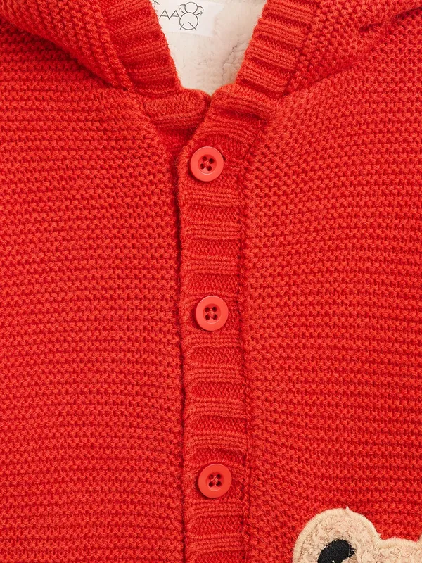 JWAAQ_Cotton_Knit_Full_Sleeve_Baby_kids_unisex_Winter_2_pcs_set_With_Fur_Lined-Orange