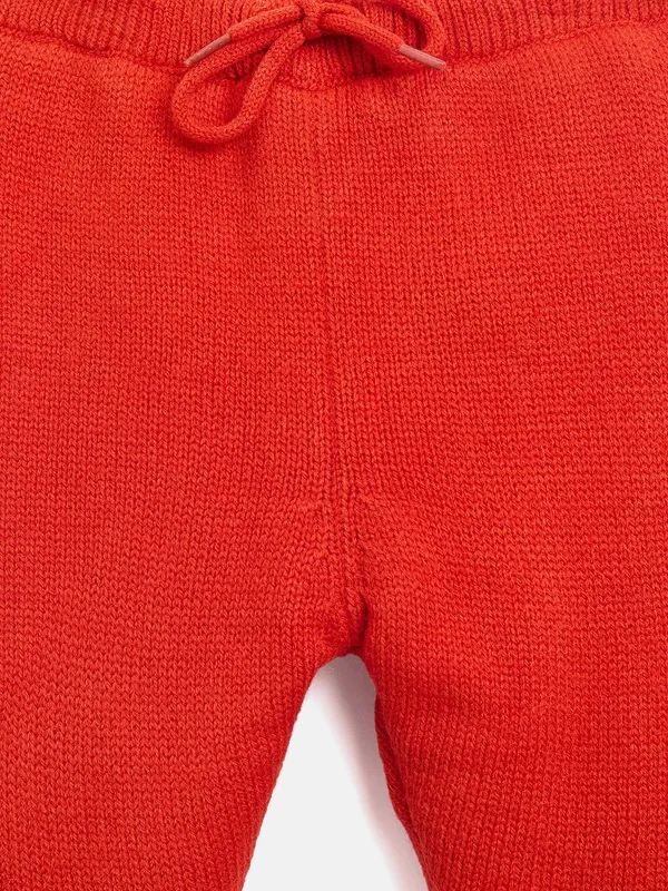 JWAAQ_Cotton_Knit_Full_Sleeve_Baby_kids_unisex_Winter_2_pcs_set_With_Fur_Lined-Orange