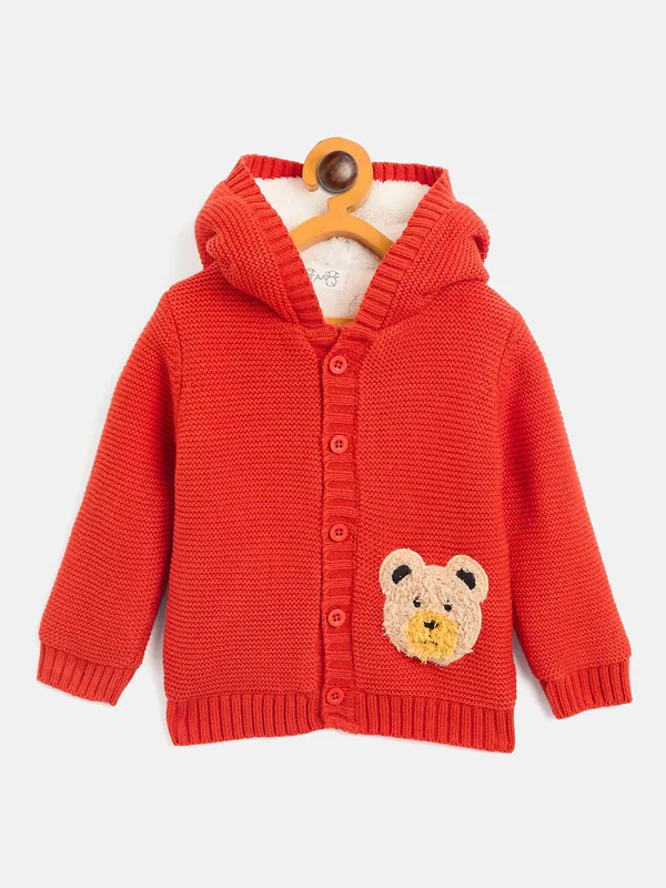 JWAAQ_Cotton_Knit_Full_Sleeve_Baby_kids_unisex_Winter_2_pcs_set_With_Fur_Lined-Orange
