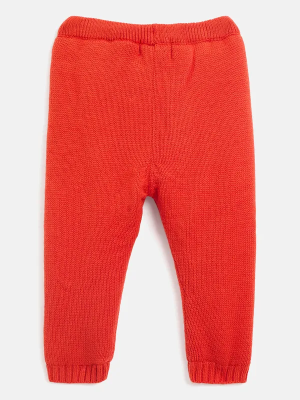 JWAAQ_Cotton_Knit_Full_Sleeve_Baby_kids_unisex_Winter_2_pcs_set_With_Fur_Lined-Orange