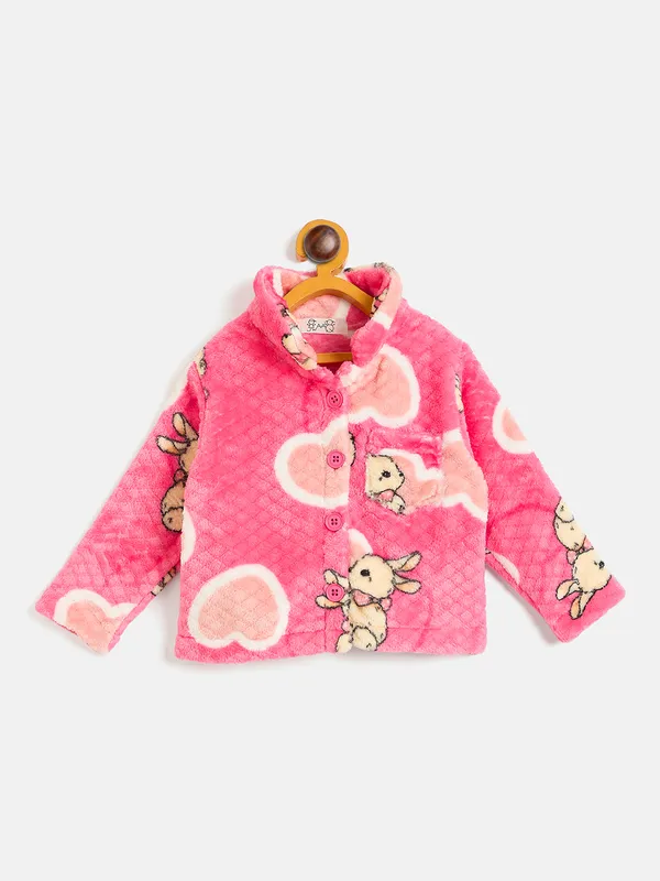 JWAAQ_Fur_Knited_Fabric_Full_Sleeve_Self_Printed_Baby_kids_unisex_Winter_2_pcs_set-Pink