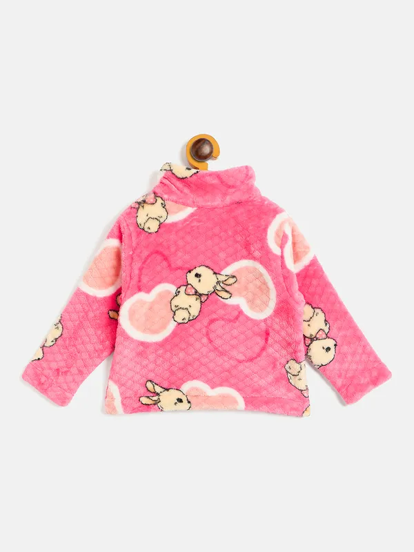 JWAAQ_Fur_Knited_Fabric_Full_Sleeve_Self_Printed_Baby_kids_unisex_Winter_2_pcs_set-Pink