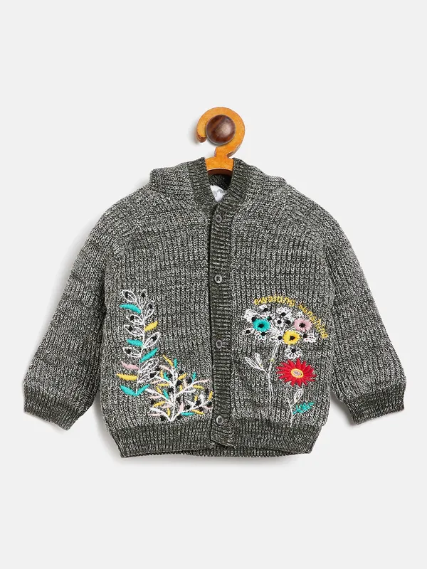 JWAAQ_Unisex_Kids_Olive_Green_&_White_Embroidered_Pullover
