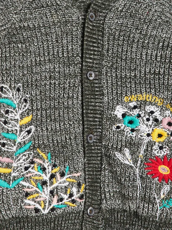 JWAAQ_Unisex_Kids_Olive_Green_&_White_Embroidered_Pullover
