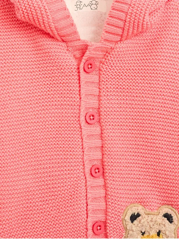 JWAAQ_Cotton_Knit_Full_Sleeve_Baby_kids_unisex_Winter_2_pcs_set_With_Fur_Lined-Pink