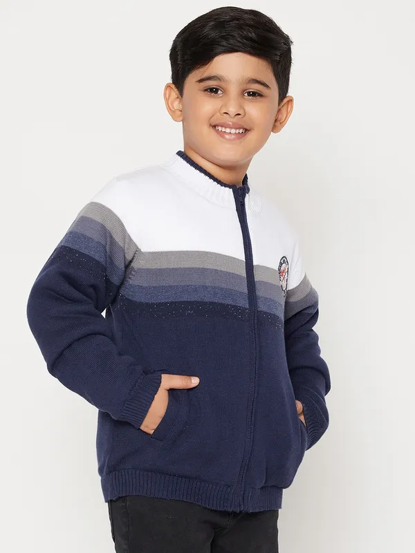 JWAAQ_Boys_White_&_Grey_Colourblocked_Striped_Pullover