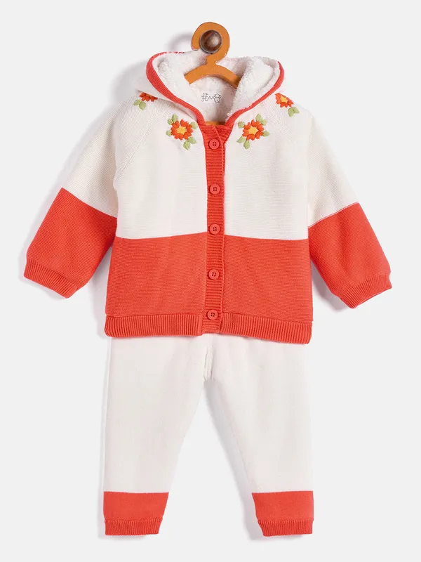2-Piece_Orange_Full_Sleeve_Cotton_Faux_Fur_Winter_Set_For_Girls