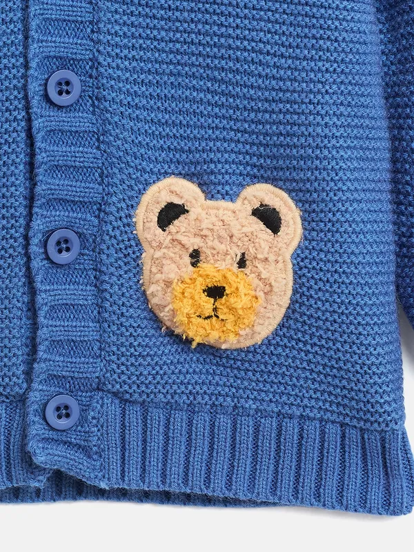 JWAAQ_Cotton_Knit_Full_Sleeve_Baby_kids_unisex_Winter_2_pcs_set_With_Fur_Lined-Blue