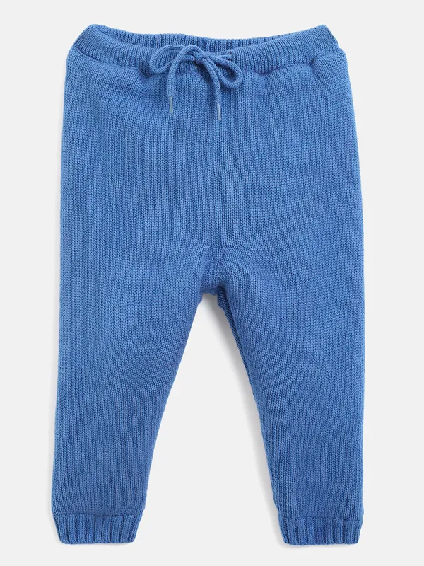 JWAAQ_Cotton_Knit_Full_Sleeve_Baby_kids_unisex_Winter_2_pcs_set_With_Fur_Lined-Blue