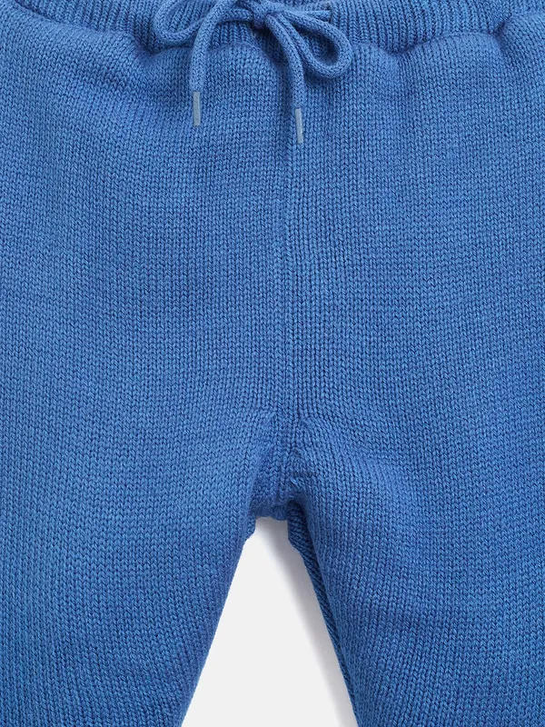JWAAQ_Cotton_Knit_Full_Sleeve_Baby_kids_unisex_Winter_2_pcs_set_With_Fur_Lined-Blue