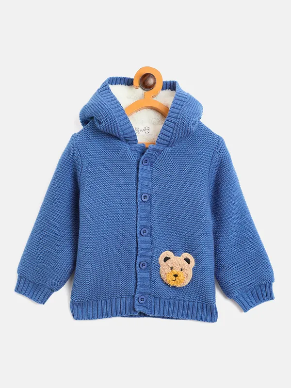 JWAAQ_Cotton_Knit_Full_Sleeve_Baby_kids_unisex_Winter_2_pcs_set_With_Fur_Lined-Blue