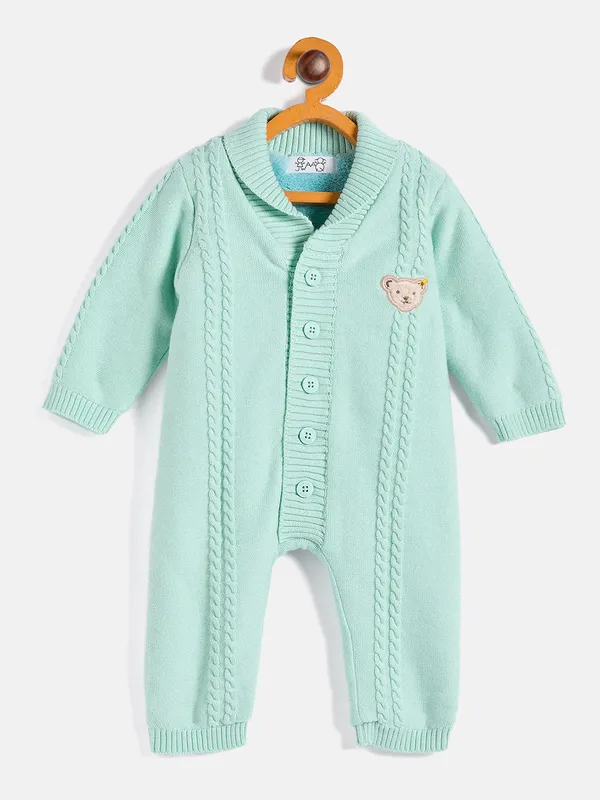 Green_Infants_Full_Sleeve_Cotton_Fur_Lined_Romper_For___Kids