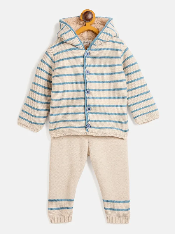 JWAAQ_Cotton_Knit_Full_Sleeve_Baby_kids_unisex_Winter_2_pcs_set_With_Fur_Lined-Ecru