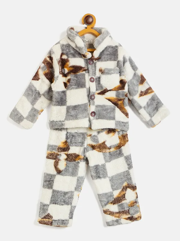 JWAAQ_Fur_Knited_Fabric_Full_Sleeve_Self_Printed_Baby_kids_unisex_Winter_2_pcs_set-Grey