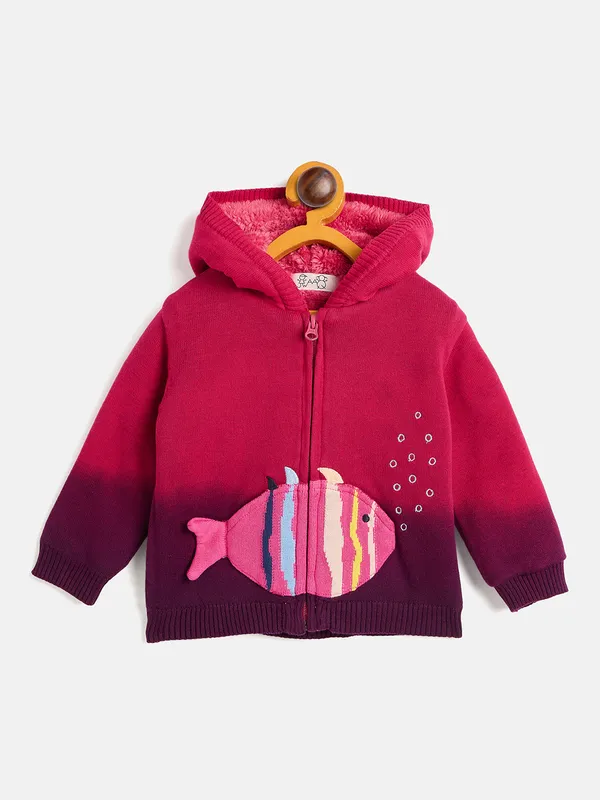 JWAAQ_Cotton_Knit_Full_Sleeve_Baby_kids_unisex_Winter_2_pcs_set_With_Fur_Lined-Magenta