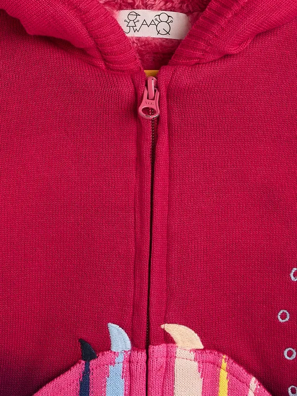 JWAAQ_Cotton_Knit_Full_Sleeve_Baby_kids_unisex_Winter_2_pcs_set_With_Fur_Lined-Magenta