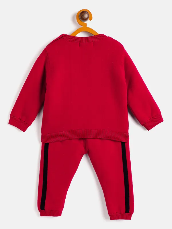 2-Piece_Red_Full_Sleeve_Cotton_Faux_Fur_Winter_Set_For_Unisex_Kids