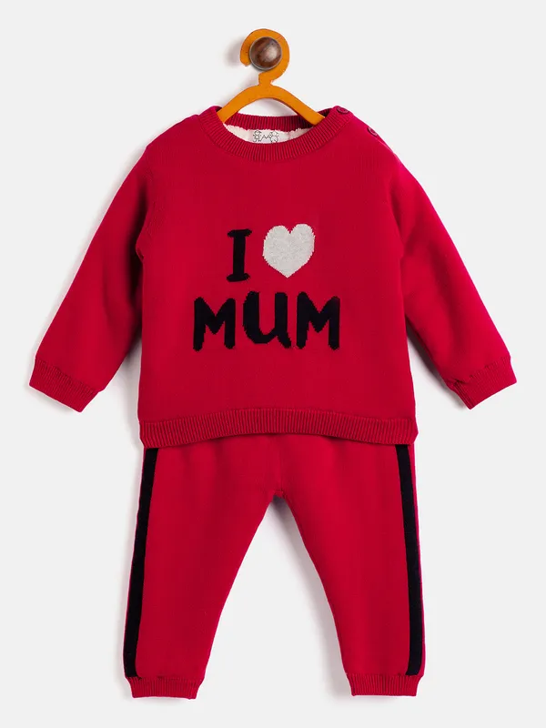 2-Piece_Red_Full_Sleeve_Cotton_Faux_Fur_Winter_Set_For_Unisex_Kids