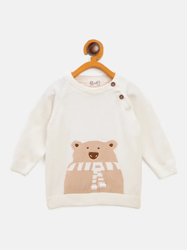 JWAAQ_Cotton_Knit_Full_Sleeve_Baby_kids_unisex_Winter_2_pcs_set-Ecru