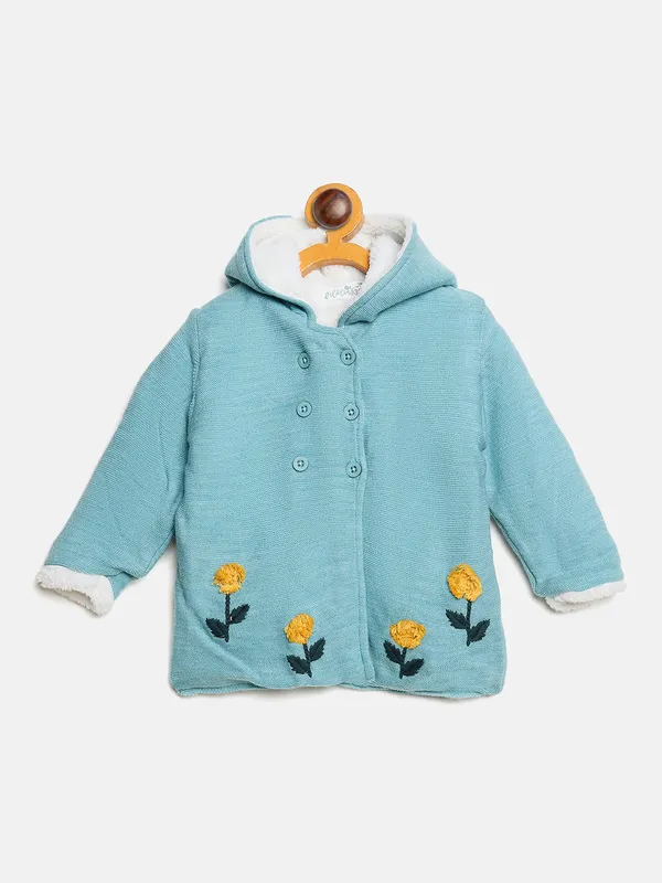 JWAAQ_Full_Sleeve_Girls_2_Pcs_Winter_Set_With_Faux_Fur_-_Green