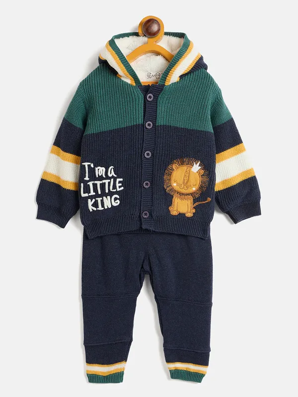 JWAAQ_Cotton_Knit_Full_Sleeve_Baby_kids_unisex_Winter_2_pcs_set_With_Fur_Lined-Indigo