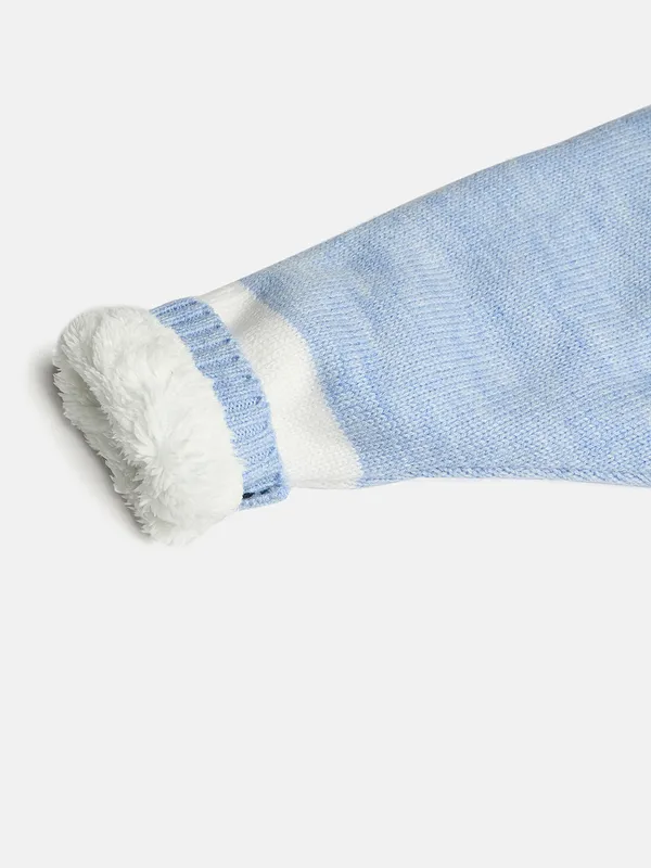 JWAAQ_Cotton_Knit_Full_Sleeve_Striped_Baby_kids_unisex_Winter_2_pcs_set_With_Fur_Lined-Blue