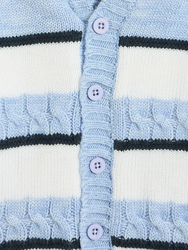 JWAAQ_Cotton_Knit_Full_Sleeve_Striped_Baby_kids_unisex_Winter_2_pcs_set_With_Fur_Lined-Blue