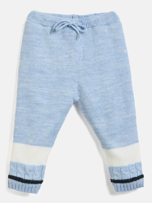 JWAAQ_Cotton_Knit_Full_Sleeve_Striped_Baby_kids_unisex_Winter_2_pcs_set_With_Fur_Lined-Blue