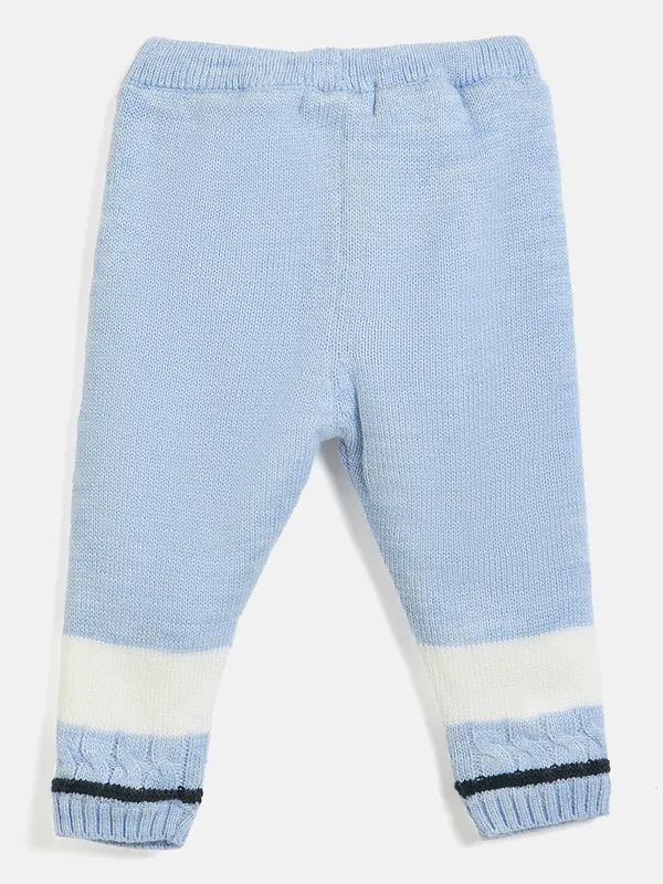 JWAAQ_Cotton_Knit_Full_Sleeve_Striped_Baby_kids_unisex_Winter_2_pcs_set_With_Fur_Lined-Blue