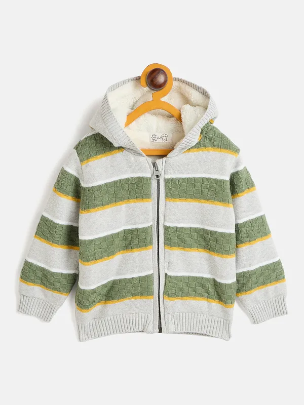 JWAAQ_Cotton_Knit_Full_Sleeve_Baby_kids_unisex_Winter_2_pcs_set_With_Fur_Lined-Grey