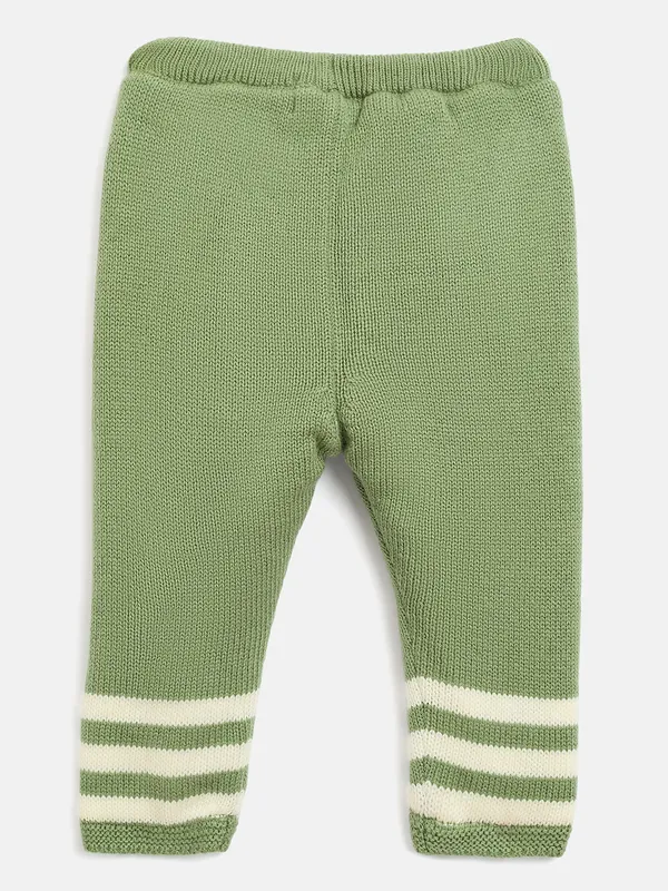 JWAAQ_Cotton_Knit_Full_Sleeve_Baby_kids_unisex_Winter_2_pcs_set_With_Fur_Lined-Green