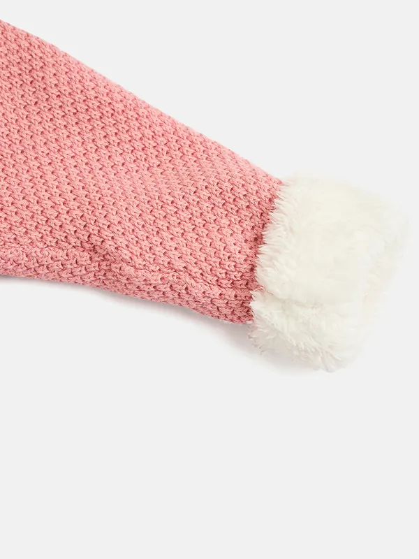 JWAAQ_Cotton_Knit_Full_Sleeve_Baby_kids_unisex_Winter_2_pcs_set_With_Fur_Lined-Pink