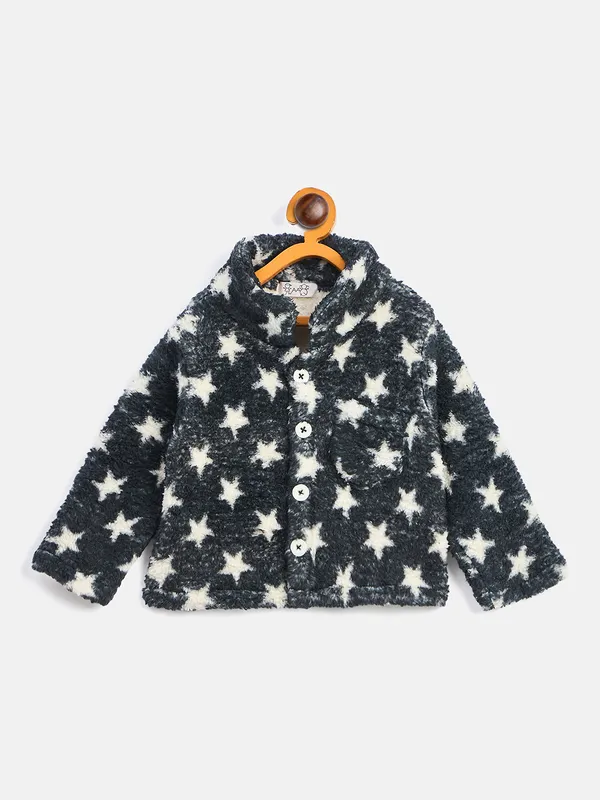 JWAAQ_Fur_Knited_Fabric_Full_Sleeve_Self_Printed_Baby_kids_unisex_Winter_2_pcs_set-Black