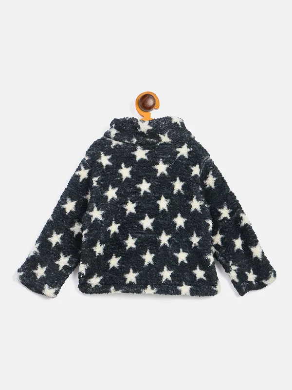 JWAAQ_Fur_Knited_Fabric_Full_Sleeve_Self_Printed_Baby_kids_unisex_Winter_2_pcs_set-Black