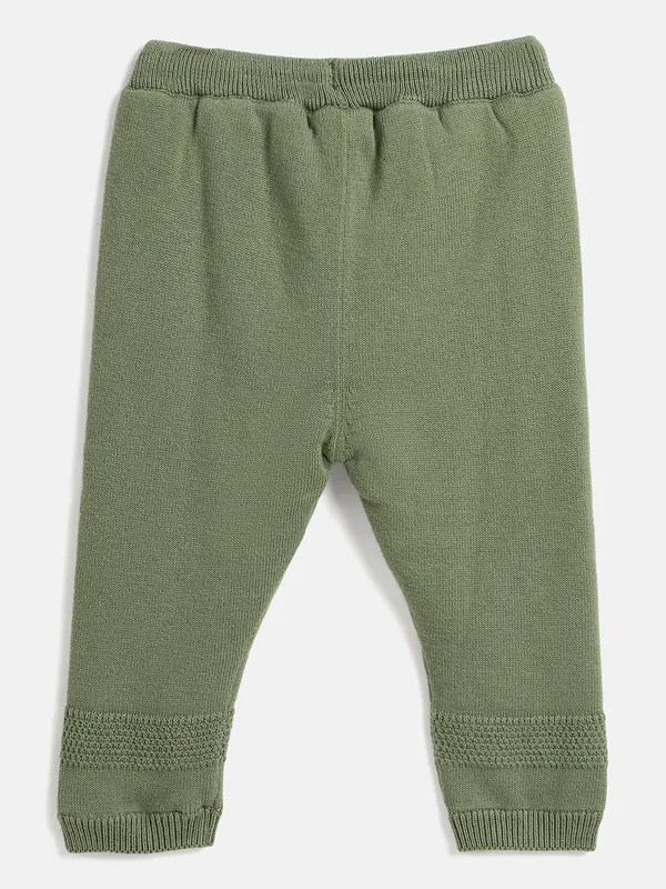 JWAAQ_Cotton_Knit_Full_Sleeve_Baby_kids_unisex_Winter_2_pcs_set_With_Fur_Lined-Green