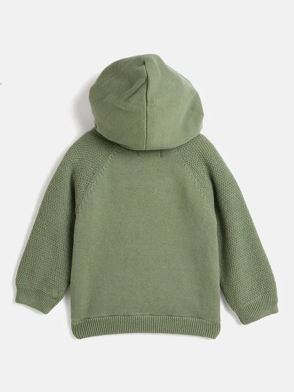 JWAAQ_Cotton_Knit_Full_Sleeve_Baby_kids_unisex_Winter_2_pcs_set_With_Fur_Lined-Green