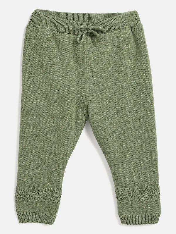 JWAAQ_Cotton_Knit_Full_Sleeve_Baby_kids_unisex_Winter_2_pcs_set_With_Fur_Lined-Green