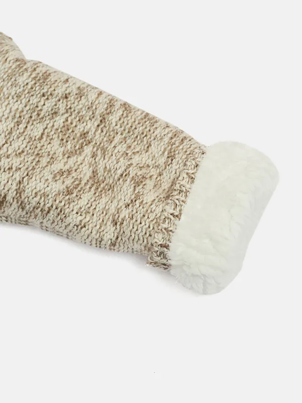 JWAAQ_Cotton_Knit_Full_Sleeve_Baby_kids_unisex_Winter_2_pcs_set_With_Fur_Lined-Oatmeal