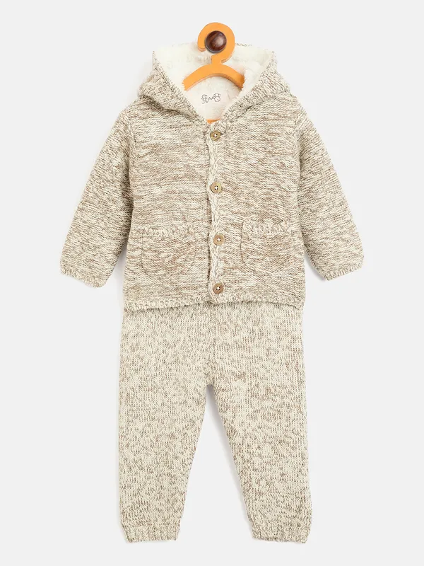 JWAAQ_Cotton_Knit_Full_Sleeve_Baby_kids_unisex_Winter_2_pcs_set_With_Fur_Lined-Oatmeal