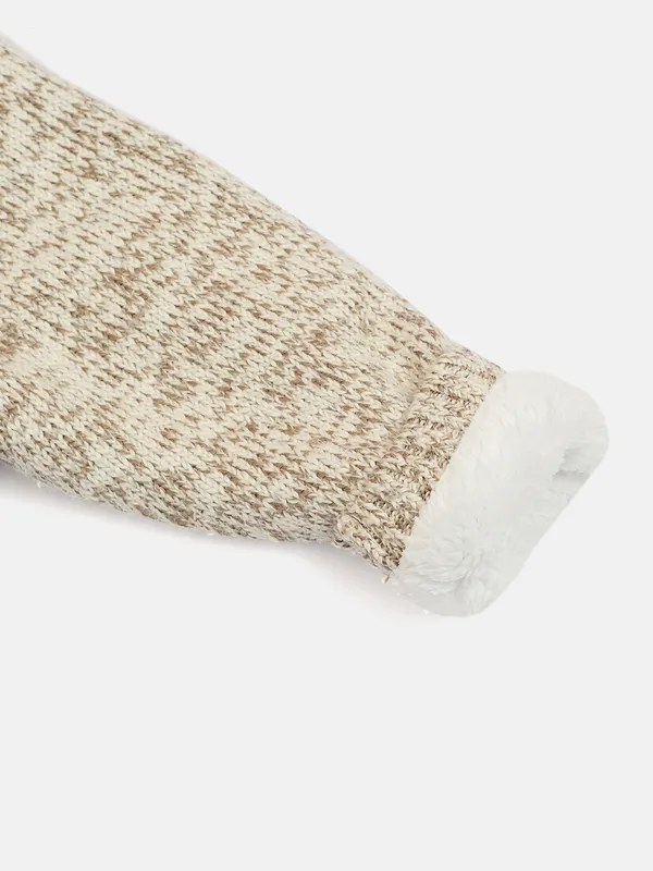 JWAAQ_Cotton_Knit_Full_Sleeve_Baby_kids_unisex_Winter_2_pcs_set_With_Fur_Lined-Oatmeal